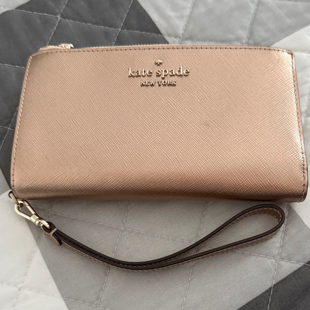 Kate Spade Metallic Rose Gold Phone Wristlet